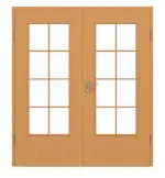 Frontansicht von GARANT Doppelflügeltür inkl. Zarge Buche Exklusiv CPL mit Lichtausschnitt LA-DIN Sprosse SP1