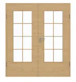 Frontansicht von GARANT Doppelflügeltür inkl. Zarge Quer Authentic Asteiche CPL mit Lichtausschnitt LA-DIN Sprosse SP1