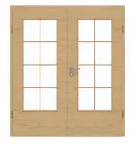 Frontansicht von GARANT Doppelflügeltür inkl. Zarge Quer Authentic Asteiche GCK08 mit Lichtausschnitt LA-DIN Sprosse SP1