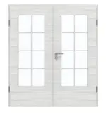 Frontansicht von GARANT Doppelflügeltür inkl. Zarge Quer Authentic Grigio GCK08 mit Lichtausschnitt LA-DIN Sprosse SP1