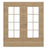 Frontansicht von GARANT Doppelflügeltür inkl. Zarge Quer Authentic Risseiche CPL mit Lichtausschnitt LA-DIN Sprosse SP1