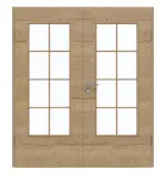 Frontansicht von GARANT Doppelflügeltür inkl. Zarge Quer Authentic Risseiche GCK08 mit Lichtausschnitt LA-DIN Sprosse SP1