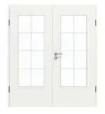 Frontansicht von GARANT Doppelflügeltür inkl. Zarge D354-60 Designer White Resopal mit Lichtausschnitt LA-DIN Sprosse SP1