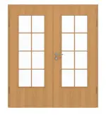 Frontansicht von GARANT Doppelflügeltür inkl. Zarge Eiche Premium GCK08 mit Lichtausschnitt LA-DIN Sprosse SP1