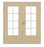 Frontansicht von GARANT Doppelflügeltür inkl. Zarge Natura Ahorn CPL mit Lichtausschnitt LA-DIN Sprosse SP1