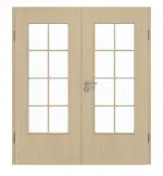 Frontansicht von GARANT Doppelflügeltür inkl. Zarge Natura Ahorn GCK08 mit Lichtausschnitt LA-DIN Sprosse SP1