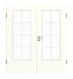 Frontansicht von GARANT Doppelflügeltür inkl. Zarge W1000ST3 Premium Weiß GHK08 mit Lichtausschnitt LA-DIN Sprosse SP1