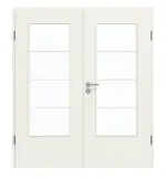 Frontansicht von GARANT Doppelflügeltür inkl. Zarge 0135-60 Rain Resopal mit Lichtausschnitt LA-DIN Sprosse SP10