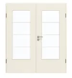 Frontansicht von GARANT Doppelflügeltür inkl. Zarge 0140-60 Dawn Resopal mit Lichtausschnitt LA-DIN Sprosse SP10