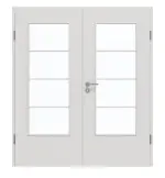 Frontansicht von GARANT Doppelflügeltür inkl. Zarge 0160-60 Silver Grey CPL mit Lichtausschnitt LA-DIN Sprosse SP10