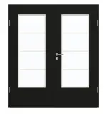 Frontansicht von GARANT Doppelflügeltür inkl. Zarge 0901-60 Black Resopal mit Lichtausschnitt LA-DIN Sprosse SP10