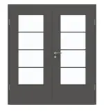 Frontansicht von GARANT Doppelflügeltür inkl. Zarge 10622-60 Ebony CPL mit Lichtausschnitt LA-DIN Sprosse SP10