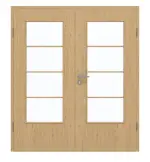 Frontansicht von GARANT Doppelflügeltür inkl. Zarge Authentic Asteiche CPL mit Lichtausschnitt LA-DIN Sprosse SP10