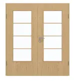 Frontansicht von GARANT Doppelflügeltür inkl. Zarge Authentic Asteiche GCK08 mit Lichtausschnitt LA-DIN Sprosse SP10