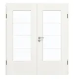 Frontansicht von GARANT Doppelflügeltür inkl. Zarge Authentic Bianco CPL mit Lichtausschnitt LA-DIN Sprosse SP10