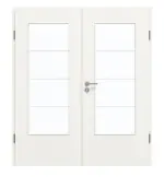 Frontansicht von GARANT Doppelflügeltür inkl. Zarge Authentic Bianco GCK08 mit Lichtausschnitt LA-DIN Sprosse SP10