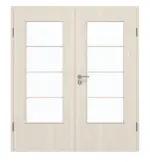 Frontansicht von GARANT Doppelflügeltür inkl. Zarge Authentic Perl CPL mit Lichtausschnitt LA-DIN Sprosse SP10