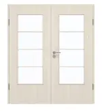 Frontansicht von GARANT Doppelflügeltür inkl. Zarge Authentic Perl GCK08 mit Lichtausschnitt LA-DIN Sprosse SP10