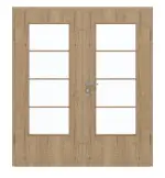 Frontansicht von GARANT Doppelflügeltür inkl. Zarge Authentic Risseiche GCK08 mit Lichtausschnitt LA-DIN Sprosse SP10