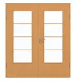 Frontansicht von GARANT Doppelflügeltür inkl. Zarge Buche Exklusiv CPL mit Lichtausschnitt LA-DIN Sprosse SP10