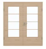 Frontansicht von GARANT Doppelflügeltür inkl. Zarge Quer Authentic Achat CPL mit Lichtausschnitt LA-DIN Sprosse SP10