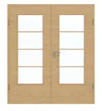 Frontansicht von GARANT Doppelflügeltür inkl. Zarge Quer Authentic Asteiche CPL mit Lichtausschnitt LA-DIN Sprosse SP10