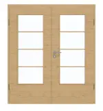 Frontansicht von GARANT Doppelflügeltür inkl. Zarge Quer Authentic Asteiche GCK08 mit Lichtausschnitt LA-DIN Sprosse SP10