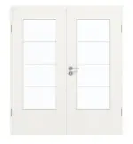 Frontansicht von GARANT Doppelflügeltür inkl. Zarge Quer Authentic Bianco CPL mit Lichtausschnitt LA-DIN Sprosse SP10