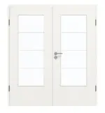 Frontansicht von GARANT Doppelflügeltür inkl. Zarge Quer Authentic Bianco GCK08 mit Lichtausschnitt LA-DIN Sprosse SP10