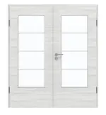 Frontansicht von GARANT Doppelflügeltür inkl. Zarge Quer Authentic Grigio GCK08 mit Lichtausschnitt LA-DIN Sprosse SP10