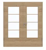 Frontansicht von GARANT Doppelflügeltür inkl. Zarge Quer Authentic Risseiche CPL mit Lichtausschnitt LA-DIN Sprosse SP10