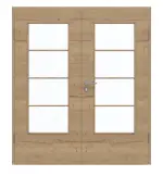 Frontansicht von GARANT Doppelflügeltür inkl. Zarge Quer Authentic Risseiche GCK08 mit Lichtausschnitt LA-DIN Sprosse SP10