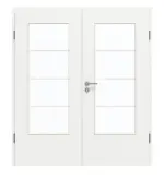Frontansicht von GARANT Doppelflügeltür inkl. Zarge D354-60 Designer White Resopal mit Lichtausschnitt LA-DIN Sprosse SP10