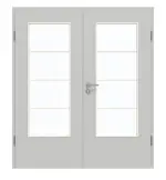 Frontansicht von GARANT Doppelflügeltür inkl. Zarge D92-60 Dove Grey Resopal mit Lichtausschnitt LA-DIN Sprosse SP10