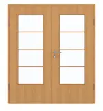 Frontansicht von GARANT Doppelflügeltür inkl. Zarge Eiche Premium CPL mit Lichtausschnitt LA-DIN Sprosse SP10