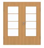 Frontansicht von GARANT Doppelflügeltür inkl. Zarge Eiche Premium GCK08 mit Lichtausschnitt LA-DIN Sprosse SP10