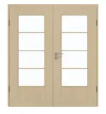 Frontansicht von GARANT Doppelflügeltür inkl. Zarge Natura Ahorn CPL mit Lichtausschnitt LA-DIN Sprosse SP10