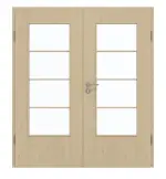 Frontansicht von GARANT Doppelflügeltür inkl. Zarge Natura Ahorn GCK08 mit Lichtausschnitt LA-DIN Sprosse SP10