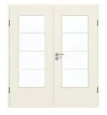 Frontansicht von GARANT Doppelflügeltür inkl. Zarge Weißlack 9010 GHK08 mit Lichtausschnitt LA-DIN Sprosse SP10