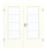 Frontansicht von GARANT Doppelflügeltür inkl. Zarge U11026SD Kristallweiß GHK08 mit Lichtausschnitt LA-DIN Sprosse SP10