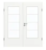 Frontansicht von GARANT Doppelflügeltür inkl. Zarge U11209SD Edelweiß GHK08 mit Lichtausschnitt LA-DIN Sprosse SP10