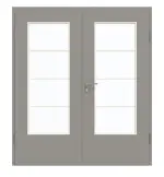 Frontansicht von GARANT Doppelflügeltür inkl. Zarge U12115SD Platingrau GHK08 mit Lichtausschnitt LA-DIN Sprosse SP10