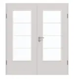 Frontansicht von GARANT Doppelflügeltür inkl. Zarge U12188SD Lichtgrau GHK08 mit Lichtausschnitt LA-DIN Sprosse SP10