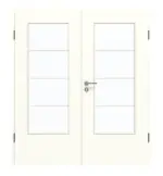 Frontansicht von GARANT Doppelflügeltür inkl. Zarge W1000ST3 Premium Weiß GHK08 mit Lichtausschnitt LA-DIN Sprosse SP10