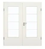 Frontansicht von GARANT Doppelflügeltür inkl. Zarge Weiß Struktur Premium CPL mit Lichtausschnitt LA-DIN Sprosse SP10