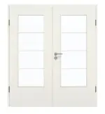 Frontansicht von GARANT Doppelflügeltür inkl. Zarge Weiß Struktur Premium GCK08 mit Lichtausschnitt LA-DIN Sprosse SP10