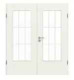 Frontansicht von GARANT Doppelflügeltür inkl. Zarge 0135-60 Rain Resopal mit Lichtausschnitt LA-DIN Sprosse SP2