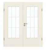 Frontansicht von GARANT Doppelflügeltür inkl. Zarge 0140-60 Dawn Resopal mit Lichtausschnitt LA-DIN Sprosse SP2