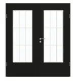Frontansicht von GARANT Doppelflügeltür inkl. Zarge 0901-60 Black Resopal mit Lichtausschnitt LA-DIN Sprosse SP2