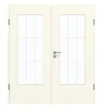 Frontansicht von GARANT Doppelflügeltür inkl. Zarge 9417-60 Snow White CPL mit Lichtausschnitt LA-DIN Sprosse SP2